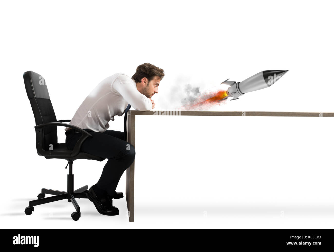 Inbetriebnahme einer neuen Firma mit startrakete. Konzept der Business Wachstum Stockfoto