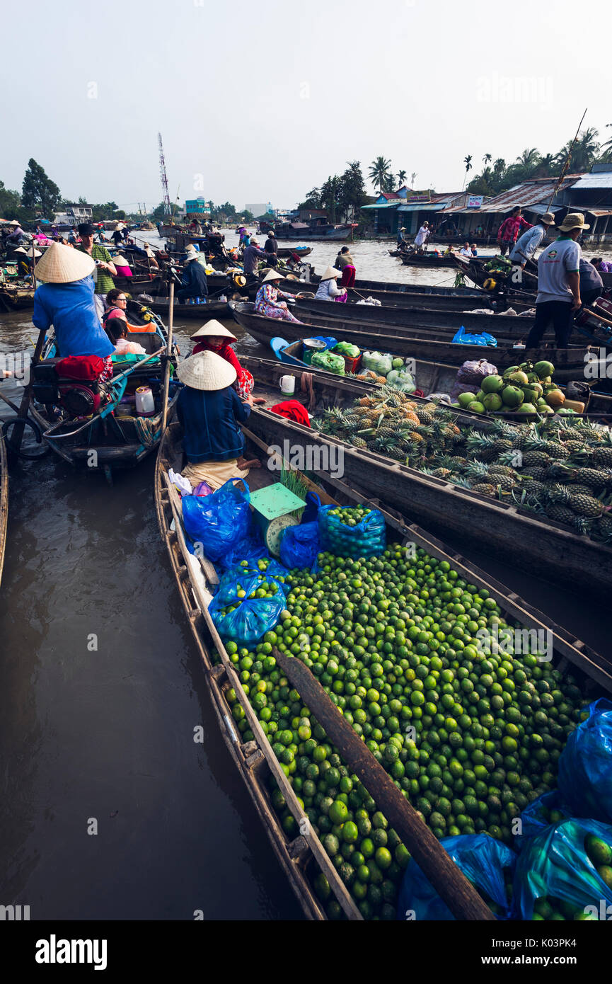 Can Tho, Mekong-Delta, Südvietnam. Phong Dien schwimmenden Markt. Stockfoto