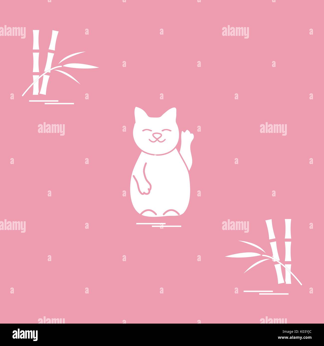 Stilisierte Ikone der japanischen glückliche Katze Maneki Neko. Reisen und Freizeit. Design für Banner, Poster oder Druck. Stock Vektor
