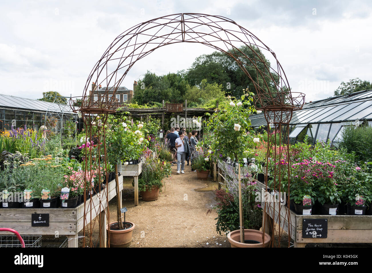 Der Eingang zum Petersham Nurseries Garden Center in Richmond, Surrey, England, Großbritannien Stockfoto