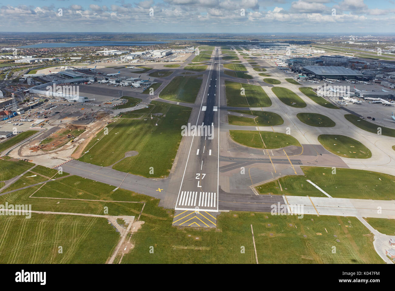 Eine Luftaufnahme des Flughafens Heathrow, der britischen geschäftigsten Stockfoto