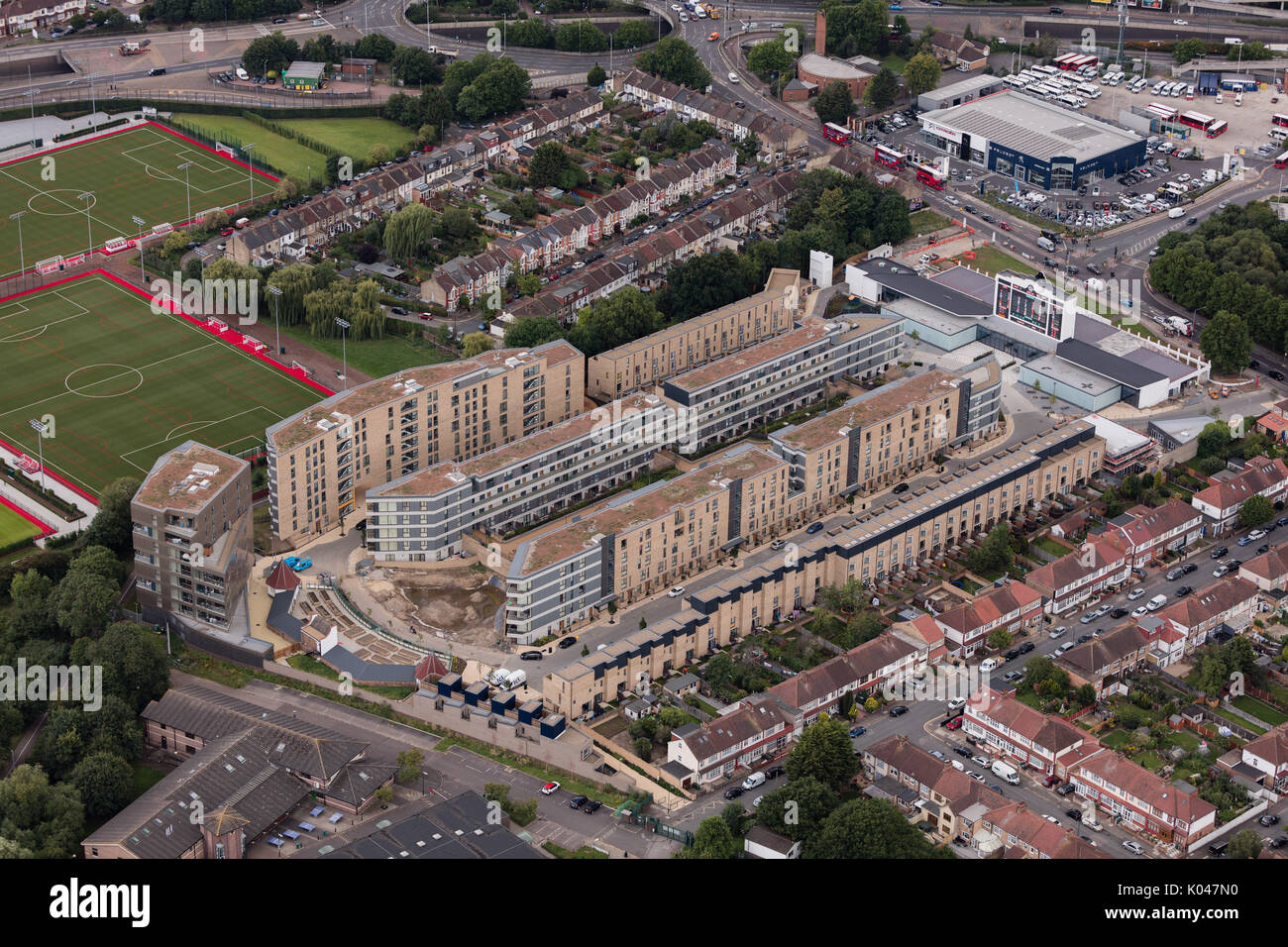 Eine Luftaufnahme des ehemaligen Walthamstow Stadion Stockfoto