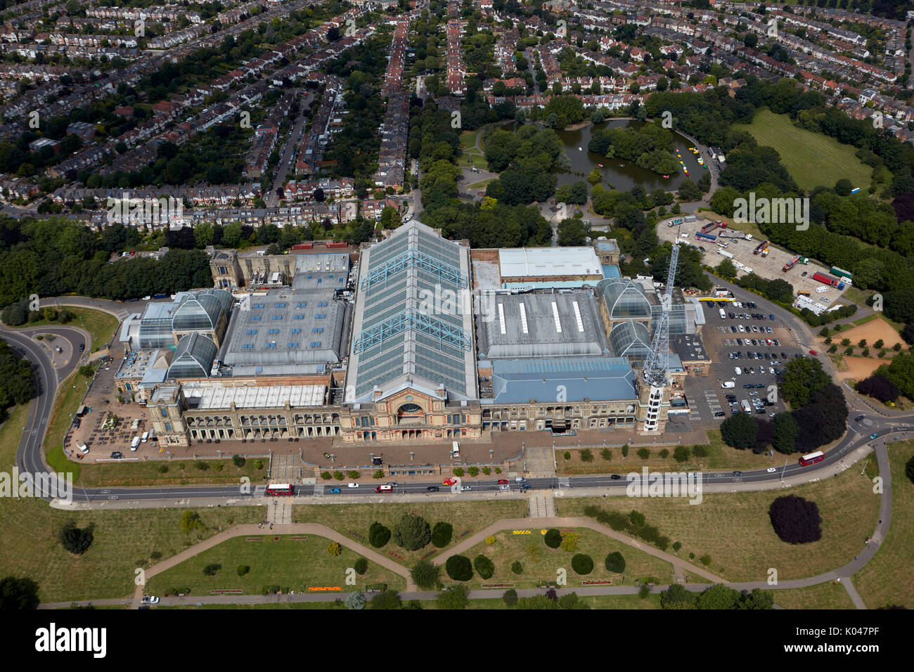 Eine Luftaufnahme von Alexandra Palace, nördlich von London Stockfoto