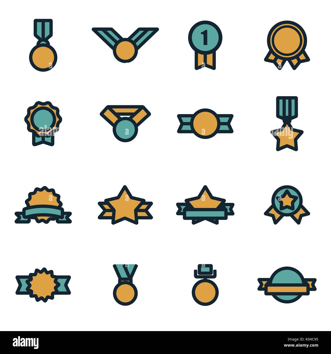 Vektor-flache Award-Medaille-Icons set auf weißem Hintergrund Stock Vektor