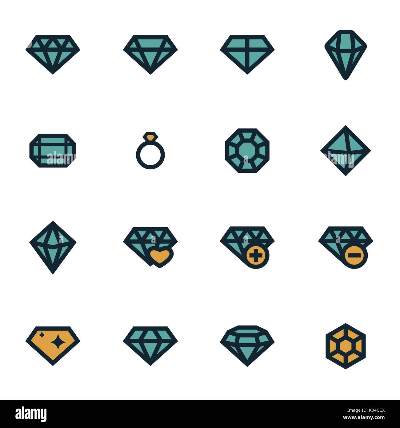 Vektor Flachbild diamantförmigen Symbole gesetzt Stock Vektor
