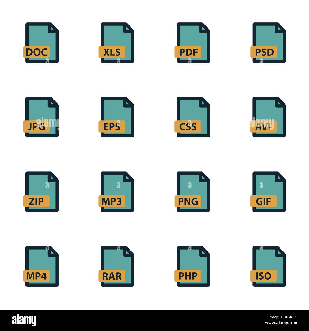 Vektor-flat-File-Typ-Icons set Stock Vektor