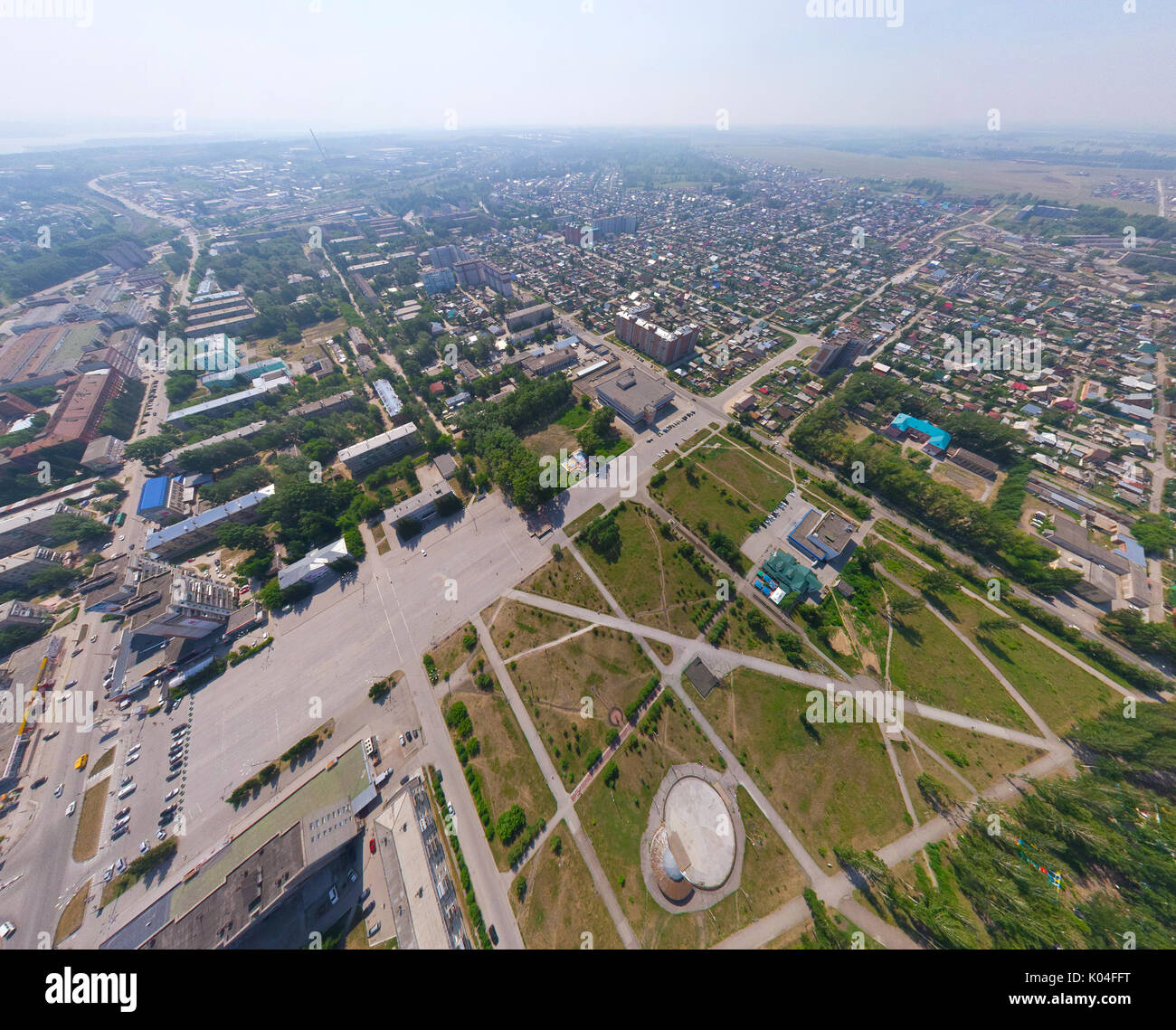 Antenne Blick auf die Stadt aus der Luft (Hubschrauber) Stockfoto