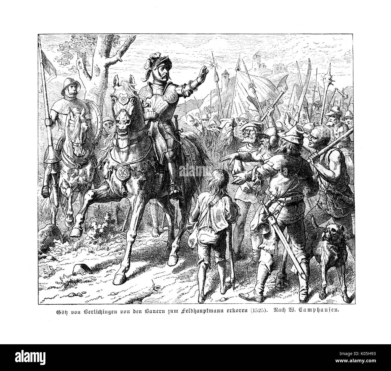 Götz von Berlichingen ist von den Bauern als Feldhauptmann Datum: 1525 gewählt Stockfoto