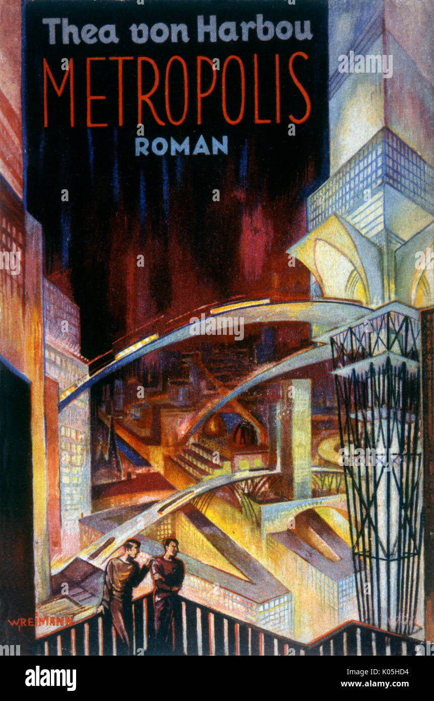 Titelseite des Romans Metropolis von Thea von Harbou Stockfoto