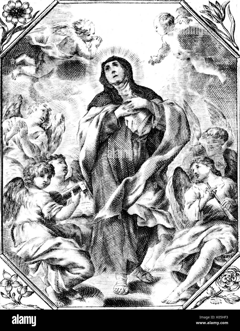 St. Teresa von Avila mit Engeln Stockfoto
