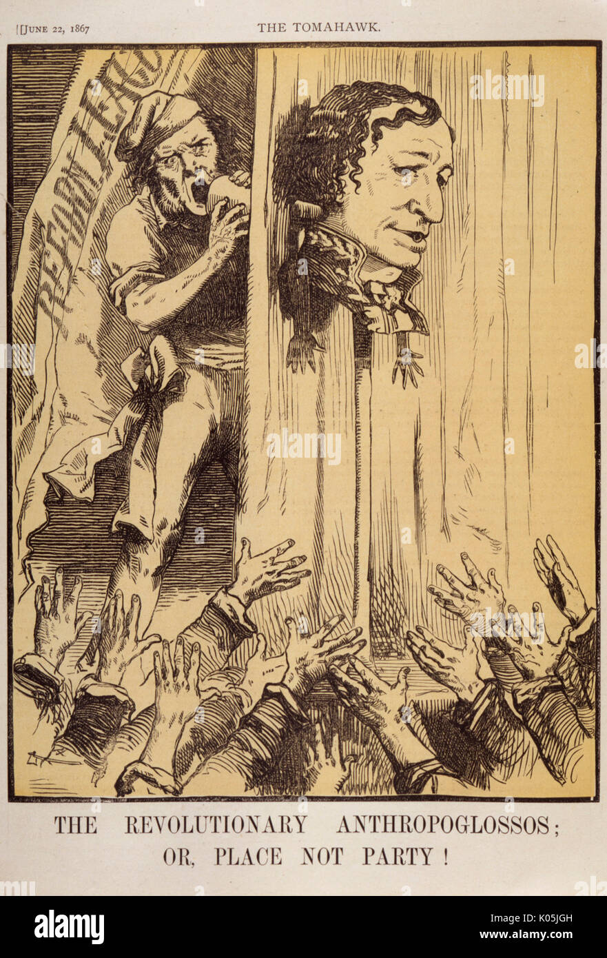Cartoon, Der Revolutionäre Anthropoglossos (Disraeli) Stockfoto