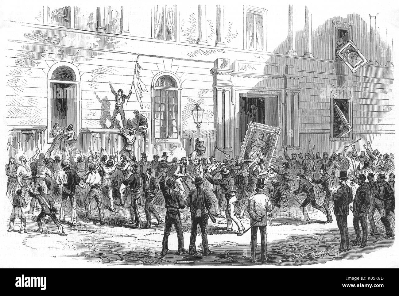 Liberale Revolution in Spanien: eine Straße Aufstand in Madrid Datum: 1868 Stockfoto