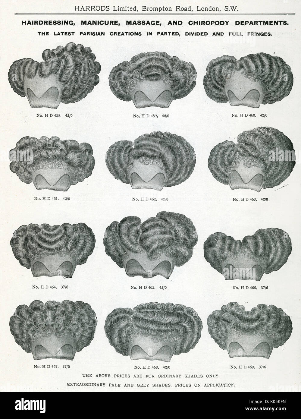 Handelskatalog mit Haaren 1911 Stockfoto