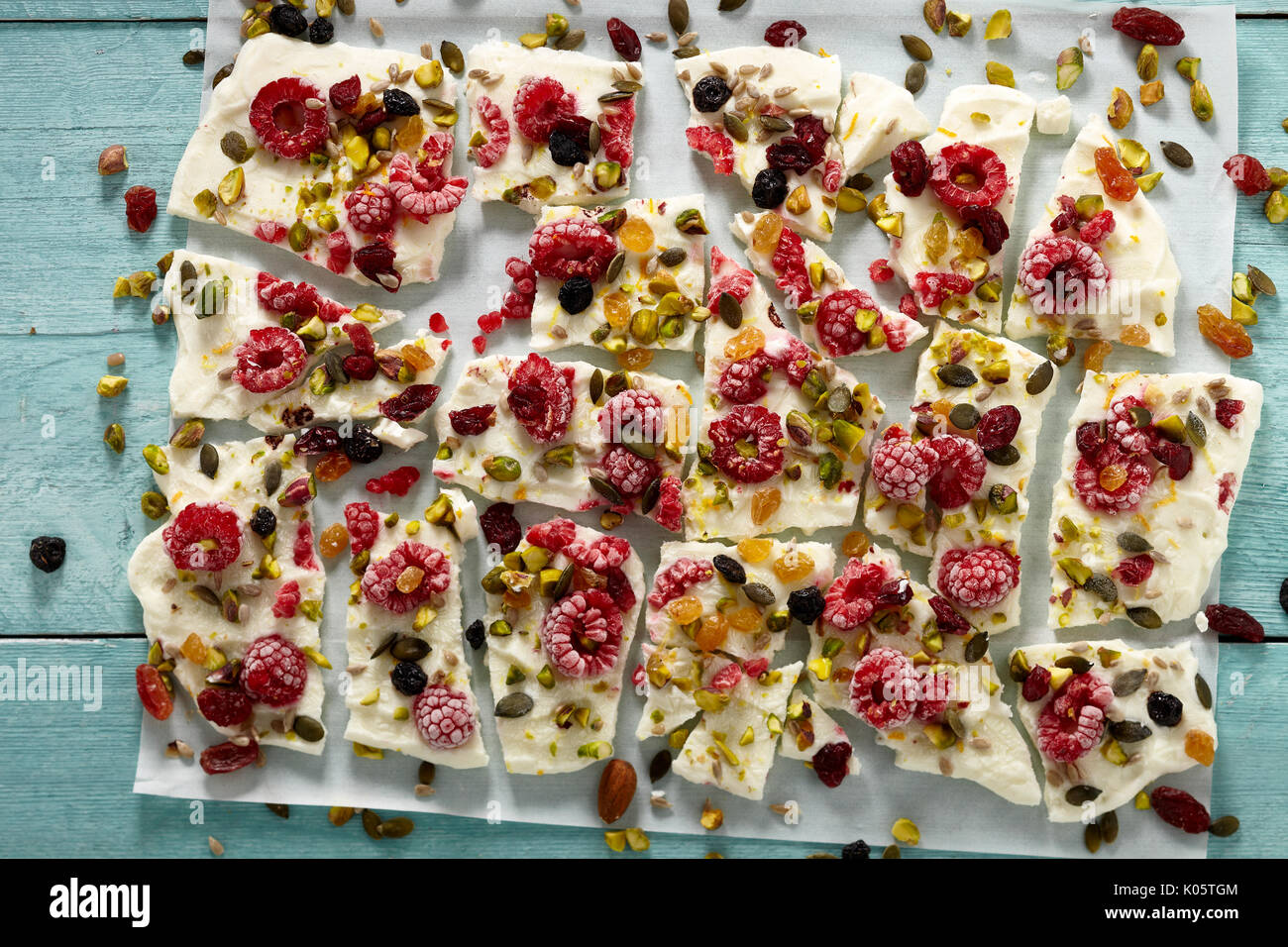 Gefrorene griechischer Joghurt Rinde Stockfoto