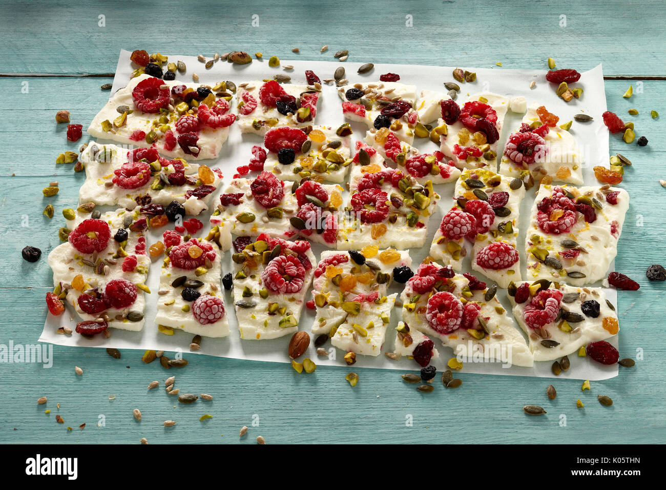 Gefrorene griechischer Joghurt Rinde Stockfoto