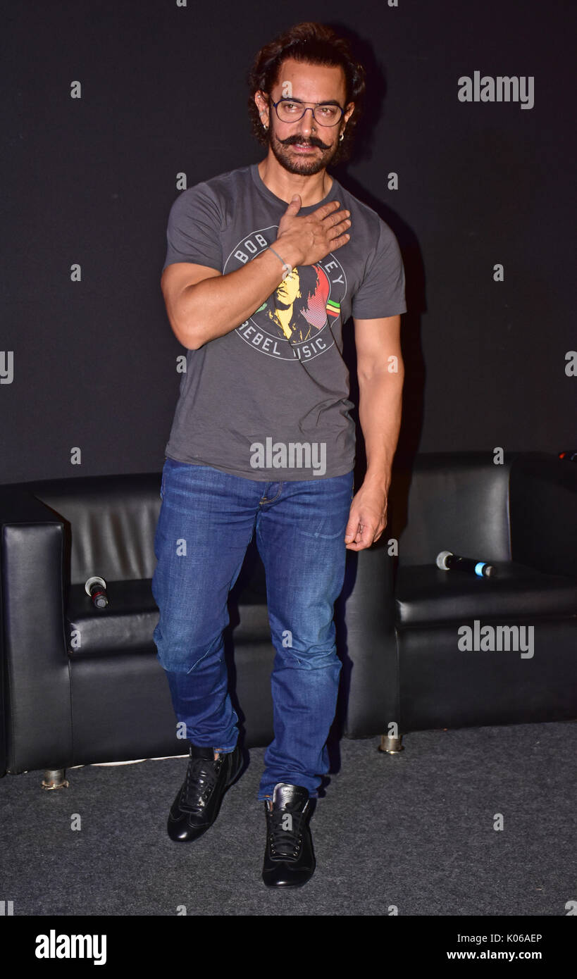 Mumbai, Indien. 21. August 2017. Bollywood Schauspieler Aamir Khan Pose auf der Veranstaltung der Song Start von seinem bevorstehenden Film "Superstar" an der PVR Andheri in Mumbai am 21 August, 2017. Credit: Azhar Khan/Alamy leben Nachrichten Stockfoto