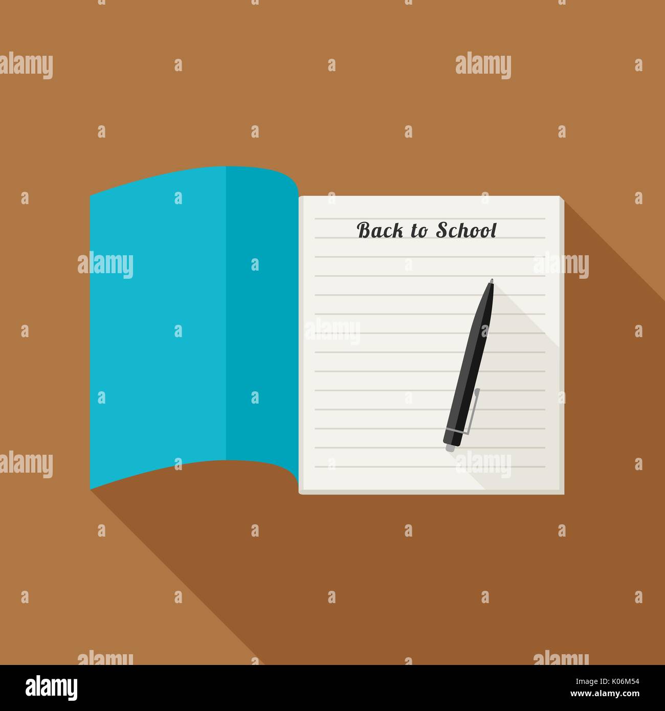 School Notizbuch mit Stift Stock Vektor