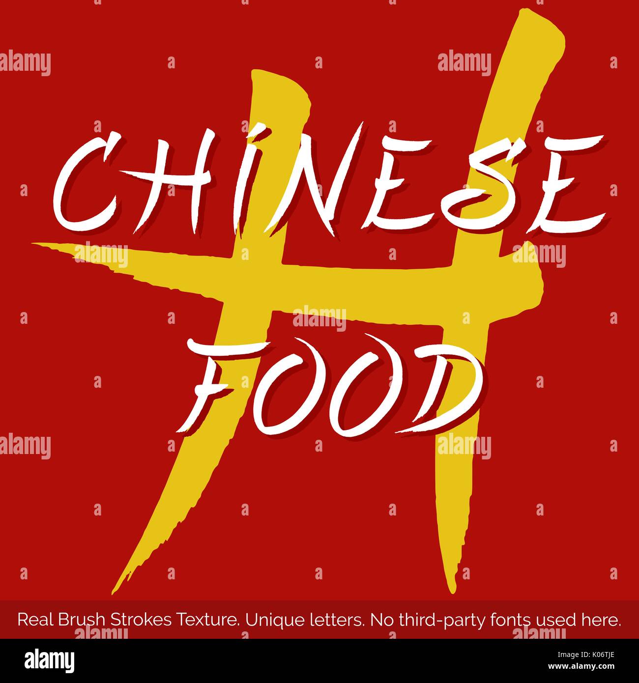 Chinesisches Essen Namensschild. Einzigartige Buchstaben. Vektor Schriftzug Label Design Stock Vektor