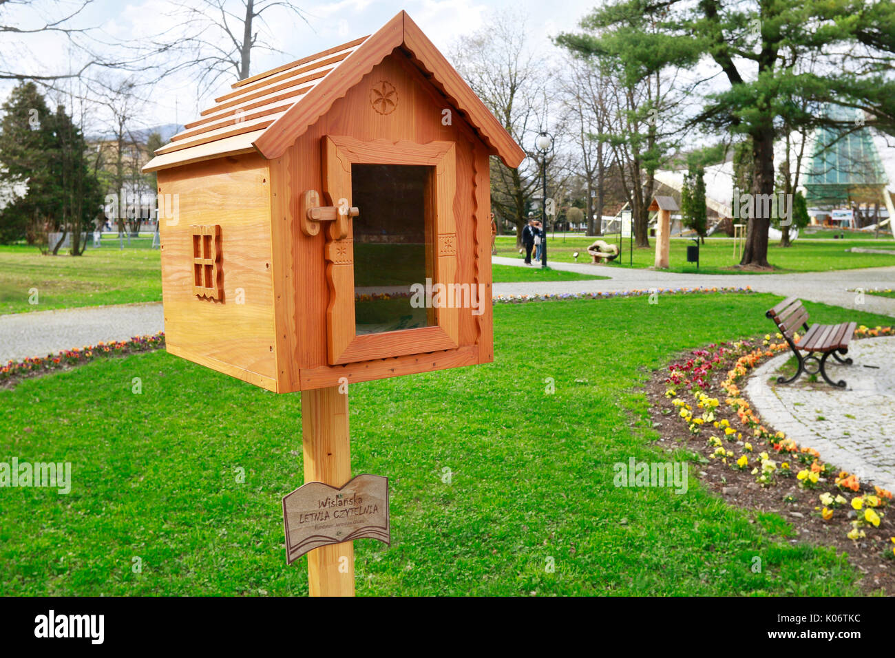 Bibliothek Box von lokalen Künstlern in Wisla, Polen. Stockfoto