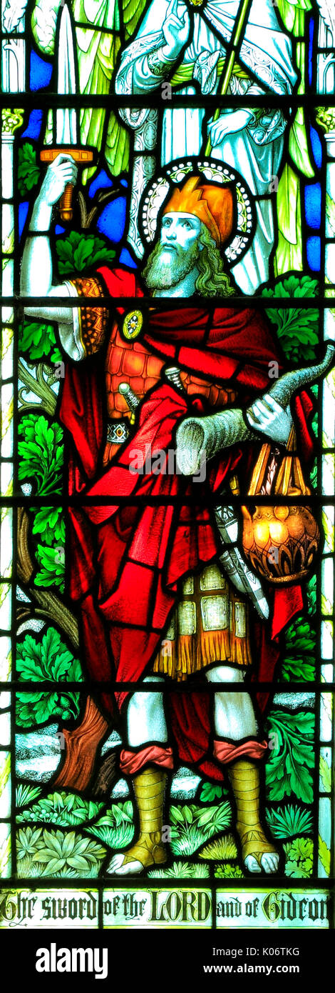 Gideon, Glasfenster, All Saints Church, Warham, Norfolk, England, UK, Englisch Schule, dem frühen 20. Jahrhundert. Stockfoto