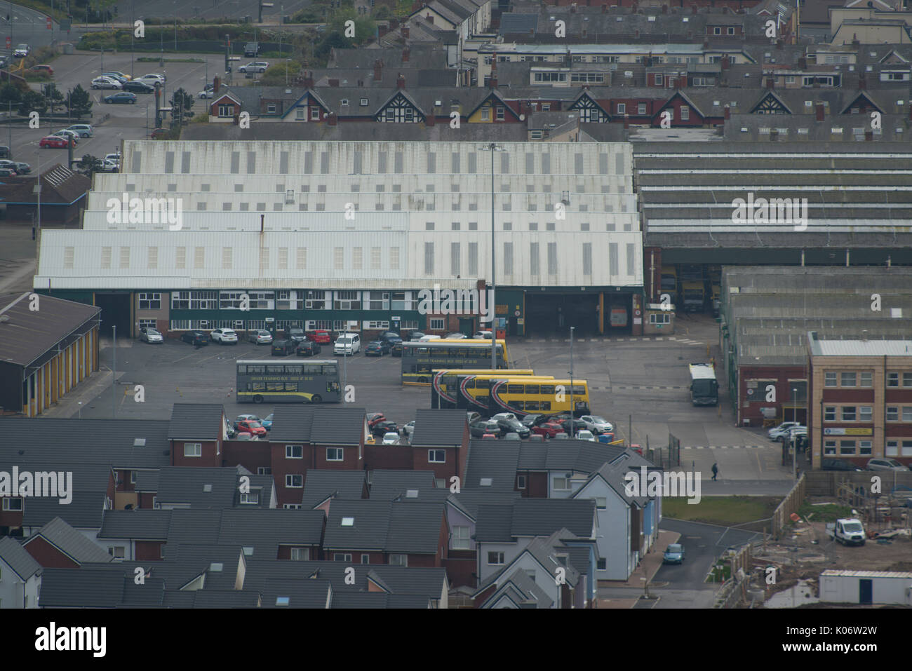 Blackpool, Verkehrsmittel, Bus Depot Rigby Straße. Credit: LEE RAMSDEN/ALAMY Stockfoto