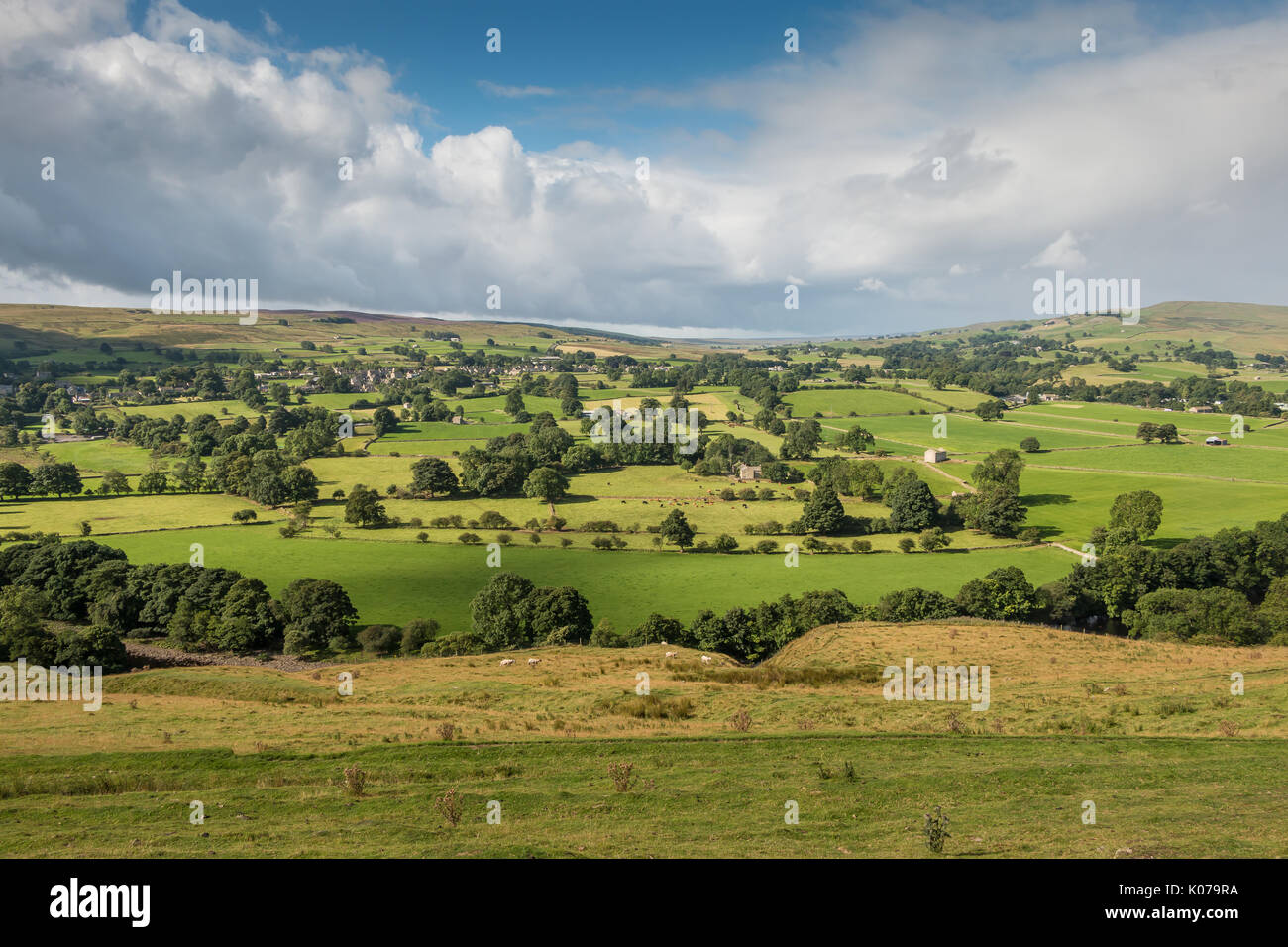 North Pennines Landschaft, Abingdon und Lundale, UK, im Sommer August 2017 mit Platz kopieren Stockfoto