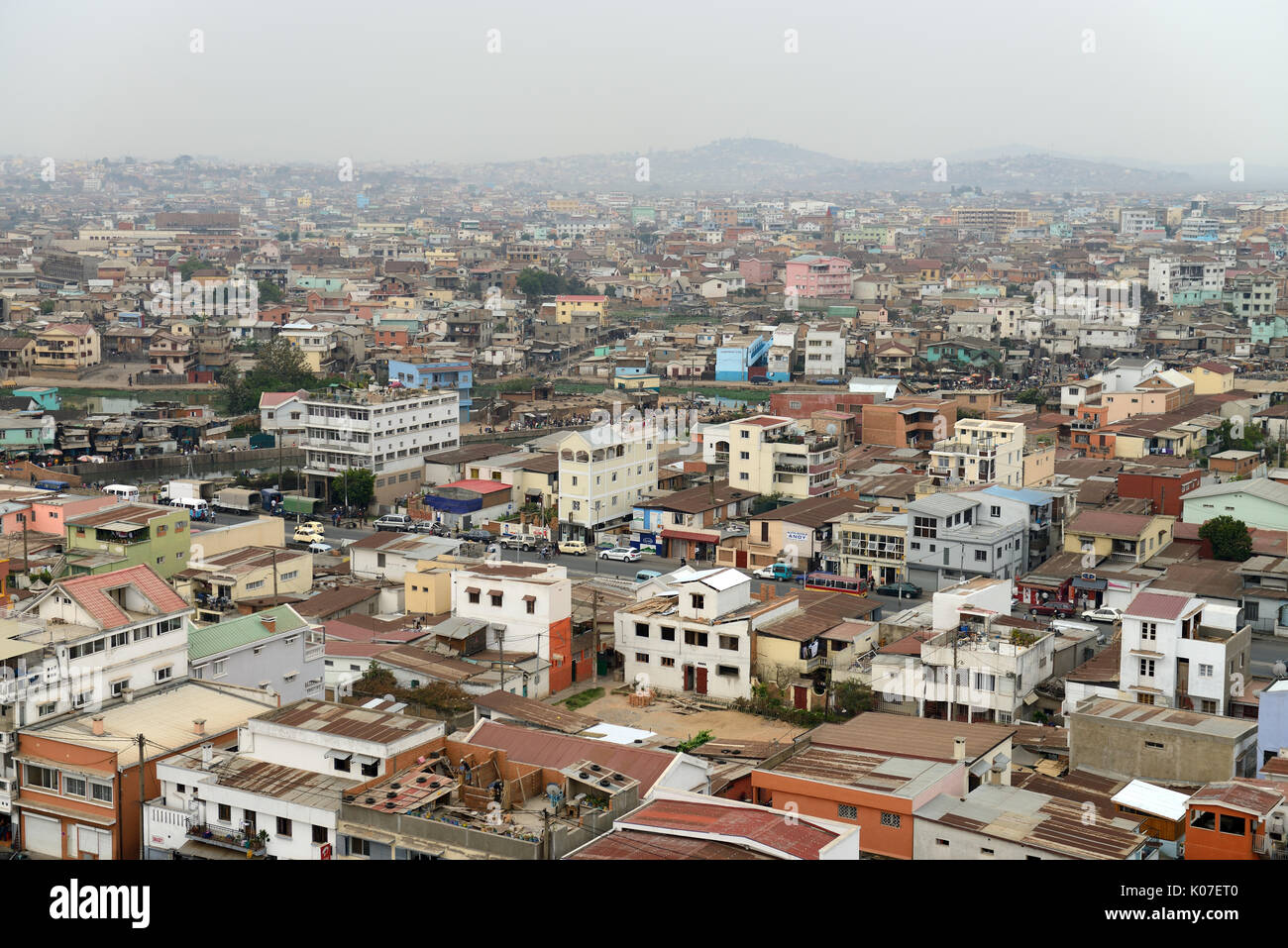 Antananarivo ist die Hauptstadt von Madagaskar. Es wurde um 1610 gegründet und stellt heute das wirtschaftliche und kulturelle Herz von Madagaskar. Stockfoto