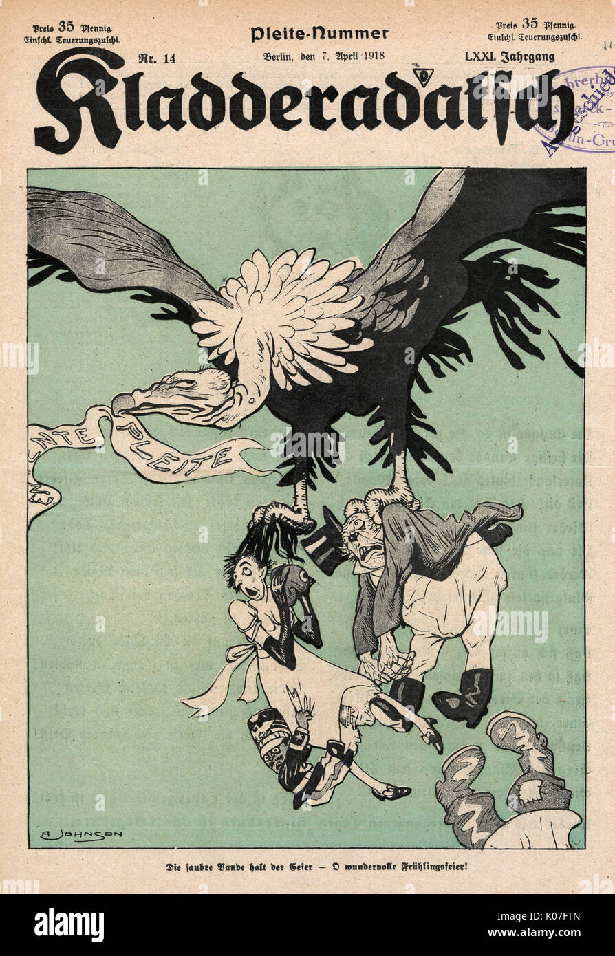 WW1 CARTOON/EAGLE 1918 Stockfoto