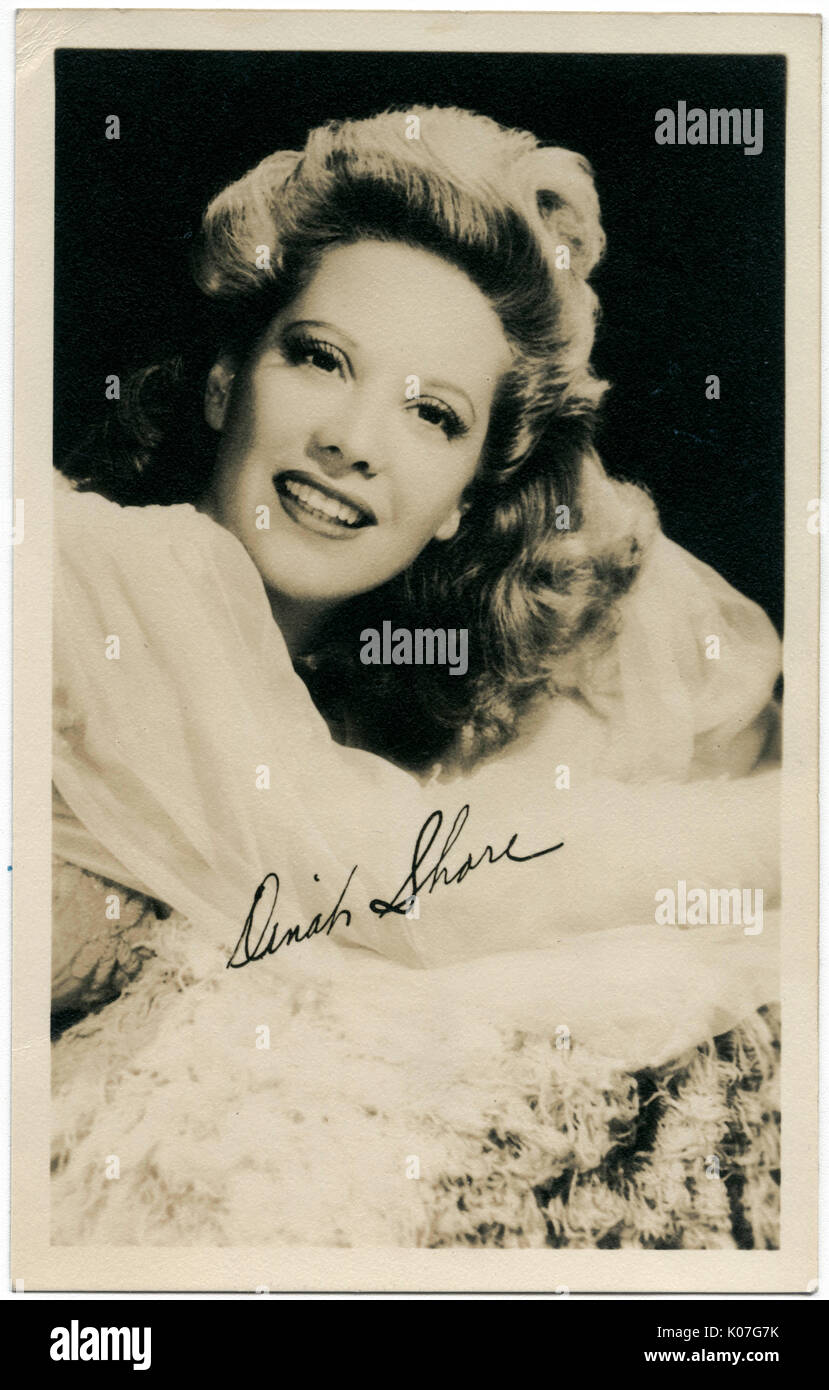Dinah Shore (Frances Rose Ufer) (1916 1994), US-amerikanischer Sänger in Radio und TV, gelegentlich auch in Filmen Datum: Stockfoto