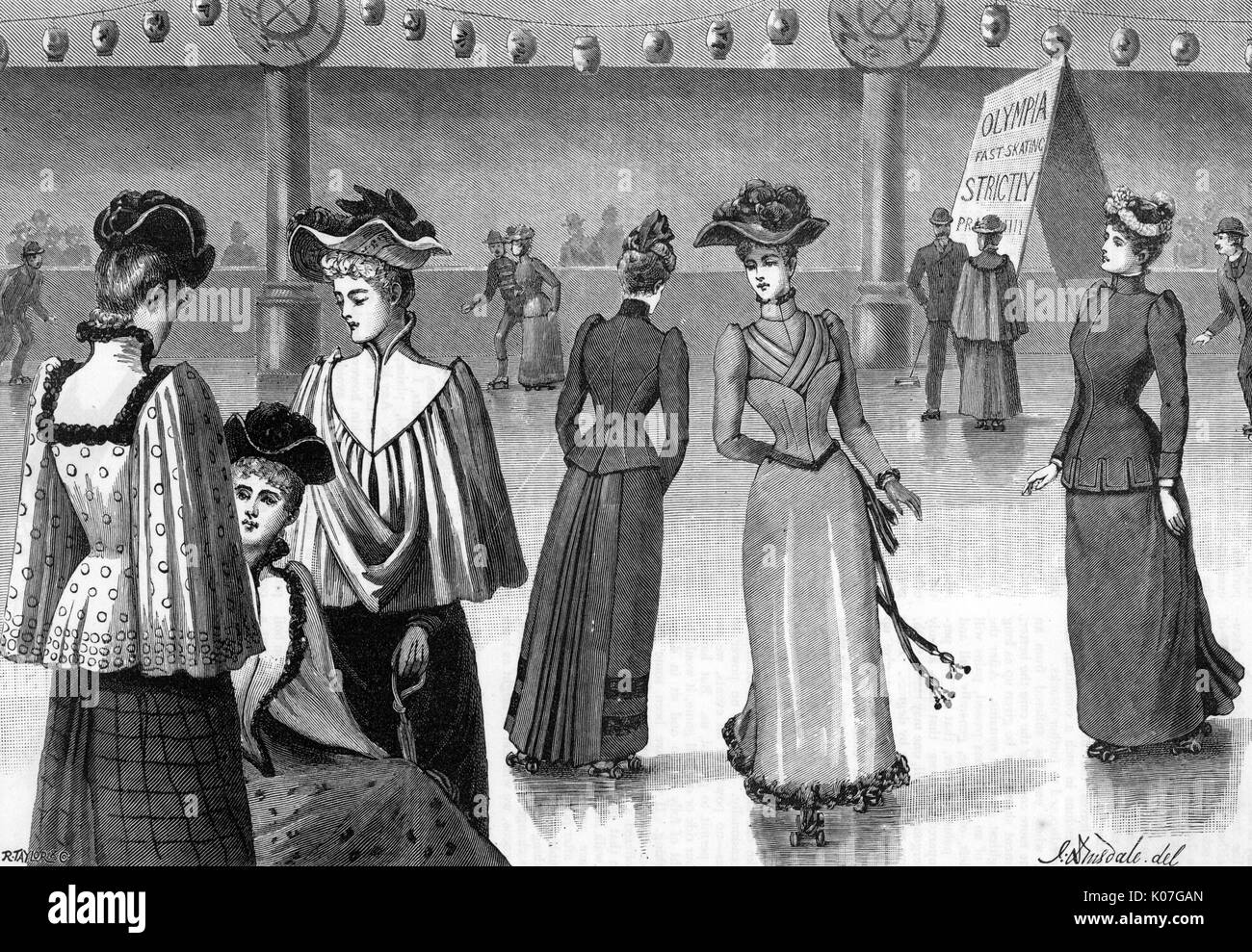 Rollschuhlaufen 1891 Stockfoto