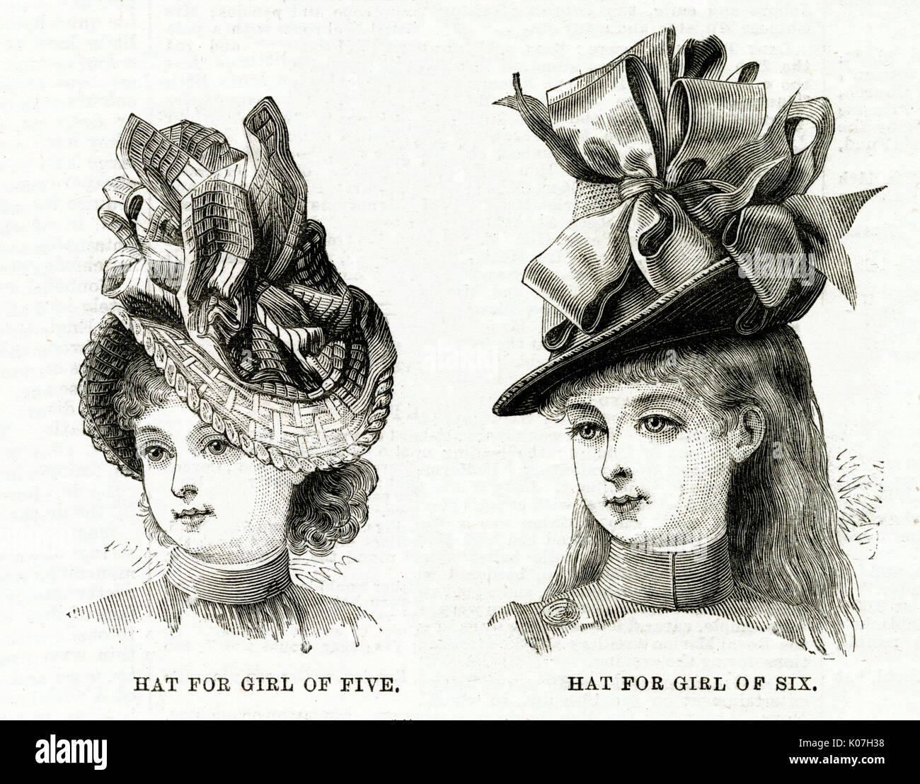 Sommerhüte für junge Mädchen 1886 Stockfoto
