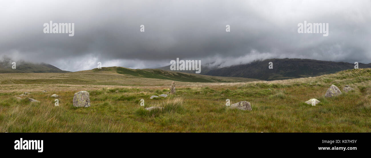 Burnmoor Steinkreise - fünf separate Lake District Steinkreise auf hochmoor über Boot thront, in Eskdale (Cumbria), Datum, ab etwa 2000 v. Chr. Stockfoto