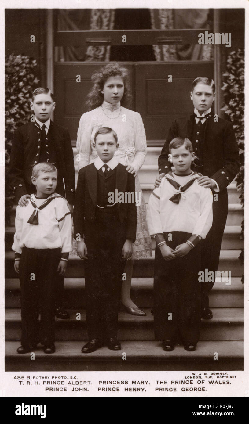 Die Kinder von König George V und Königin Maria im Jahr 1912. Von oben