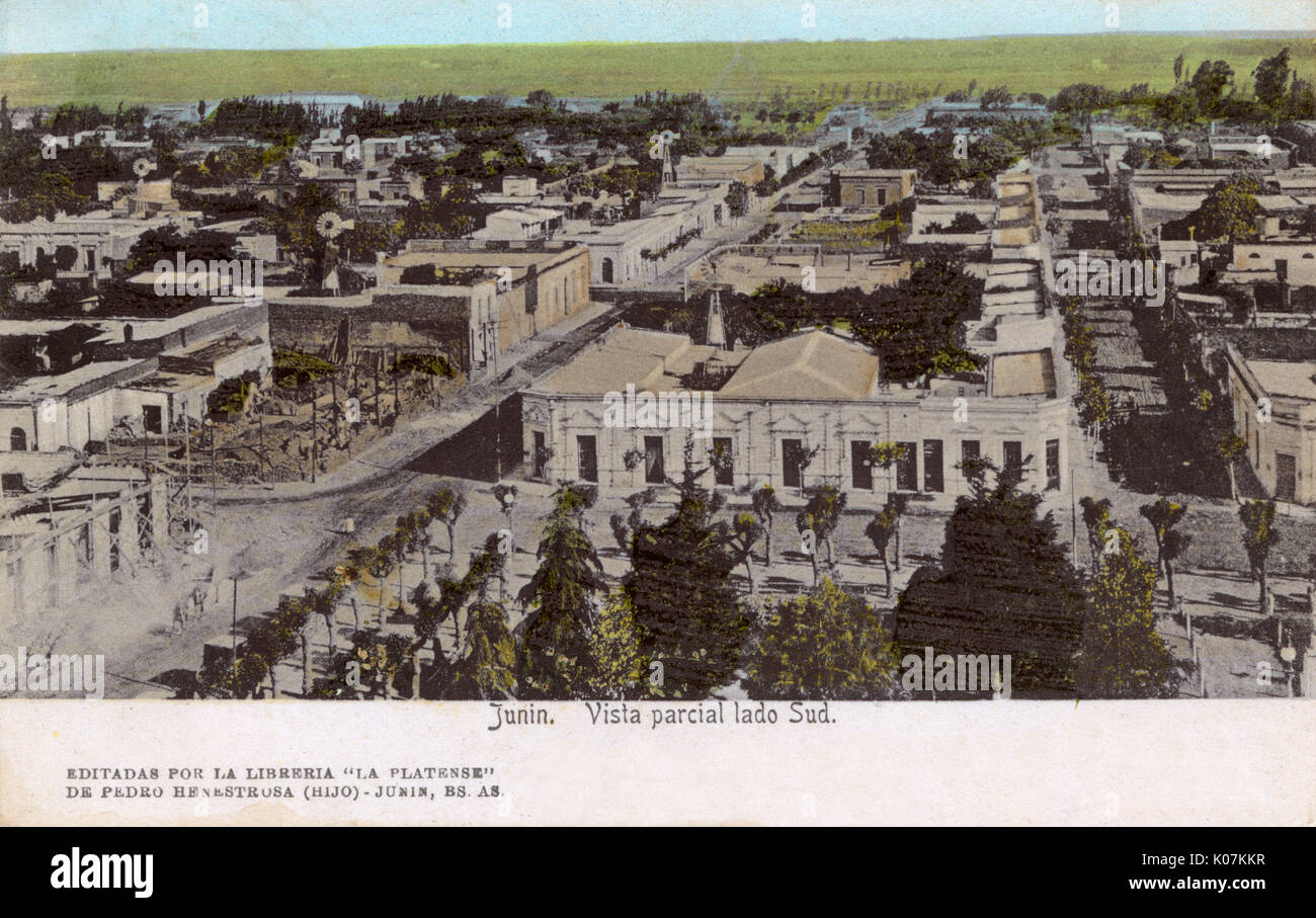 Blick aus der Vogelperspektive auf Junin, Argentinien, Südamerika Stockfoto