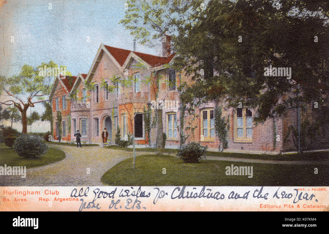 Hurlingham Club, Hurlingham, Provinz Buenos Aires, Argentinien, Südamerika. Ein Sport- und Social Club, war er bis 1888 gesetzt und beherbergt eine breite Palette von sportlichen Aktivitäten. Datum: ca. 1905 Stockfoto