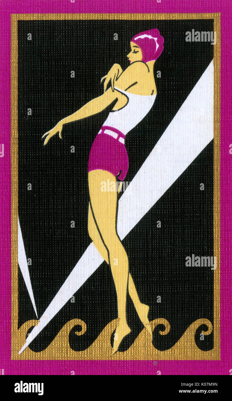 American Art déco-Spielkarte – weibliche Badehose (2) Stockfoto