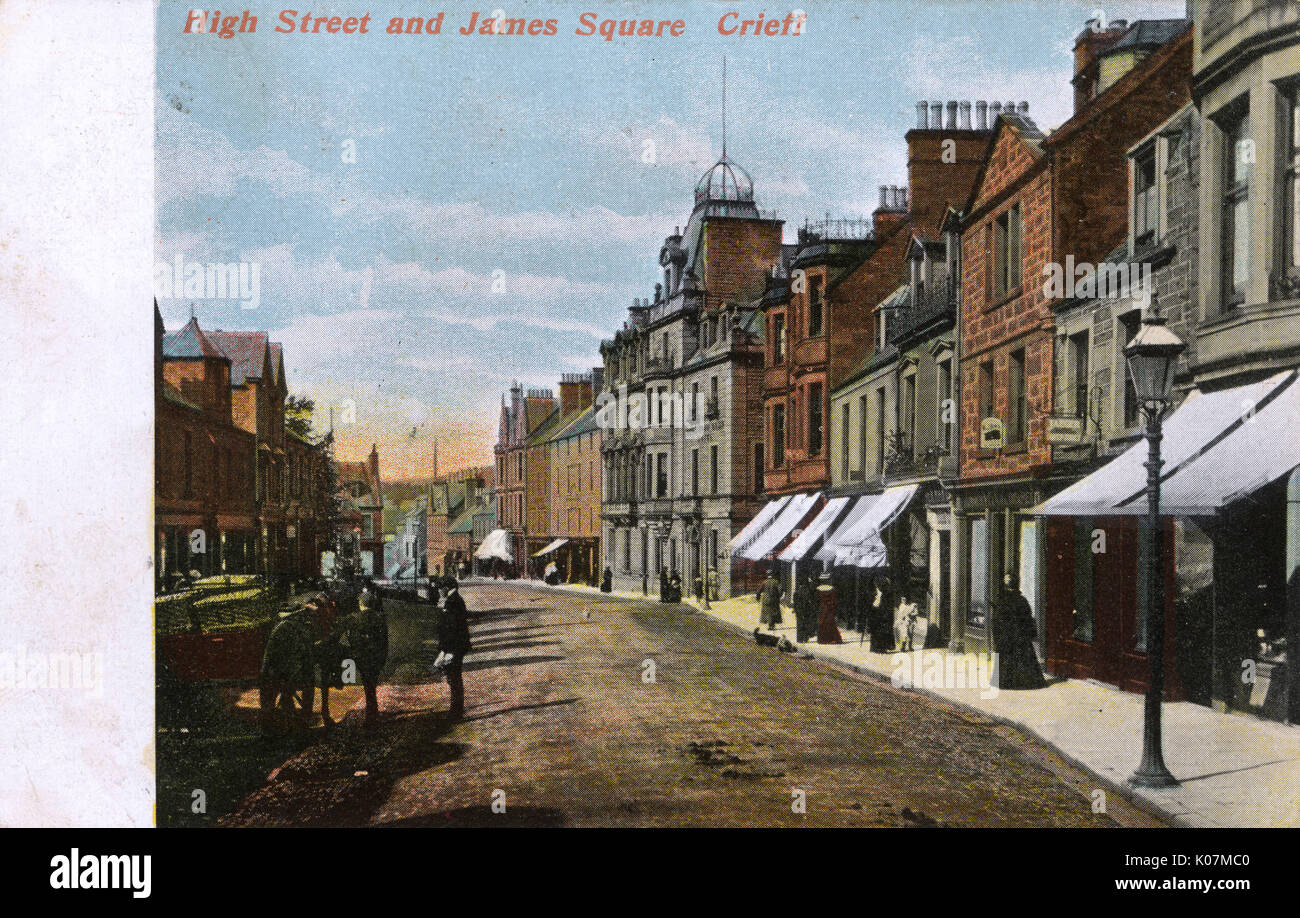 High Street und James Square, Crieff, Perthshire, Schottland Stockfoto