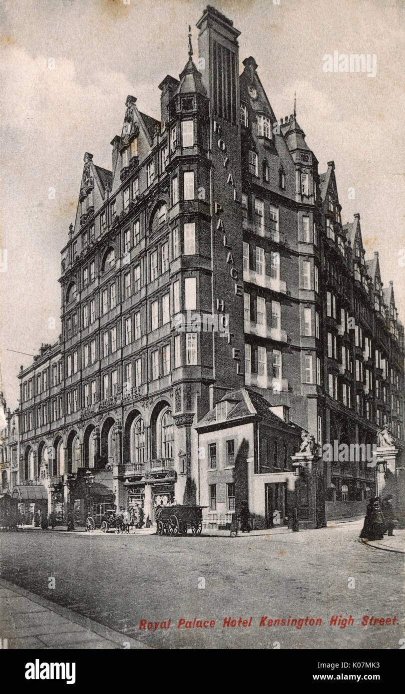 Das Äußere des Royal Palace Hotel, Kensington, London - der Ballsaal wurde zu einer der angesagtesten Kabarett Nacht-Spots in London während der 1920er Jahre und ein beliebter Tanz rendezvous Datum: ca. 1910 s Stockfoto