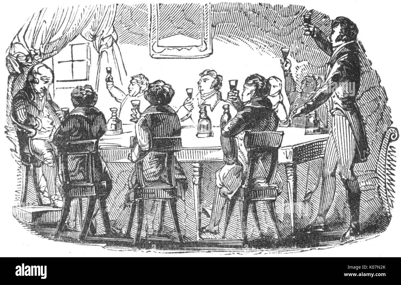 Ein Toast an einen runden Tisch, C. 1800 Datum: C 1800 Stockfoto