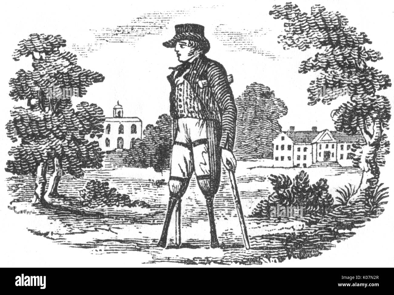 Ein Mann mit Krücken und zwei hölzerne Beine, C. 1800 Datum: C 1800 Stockfoto