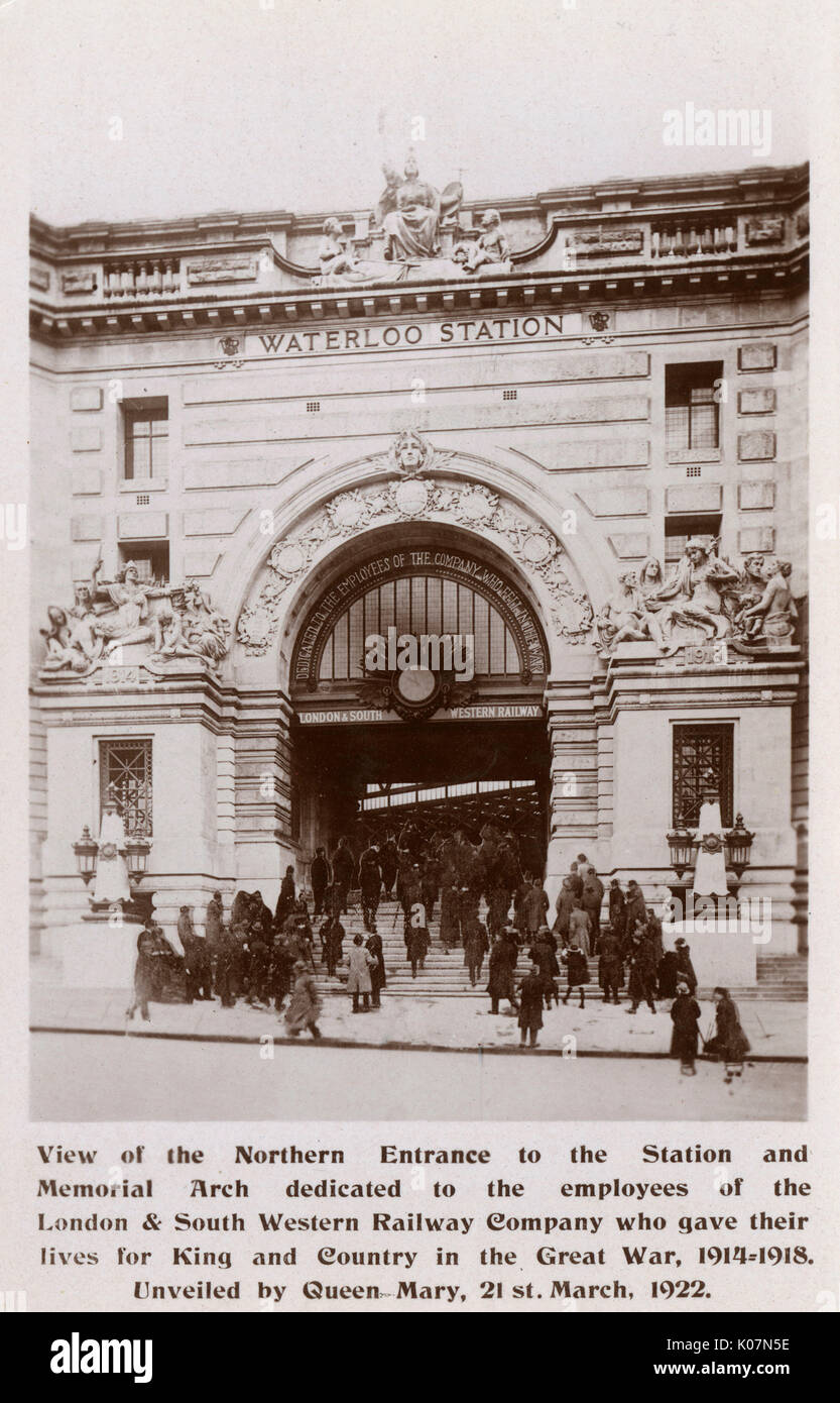 Nördlicher Eingang zur Waterloo Station - Memorial Arch Stockfoto