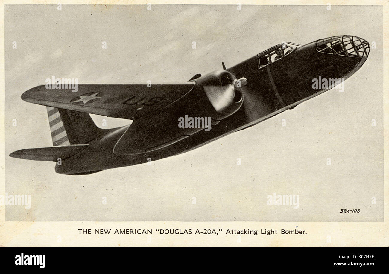 Amerikanischer Douglas A-20A, der einen Lichtbomber angreift Stockfoto