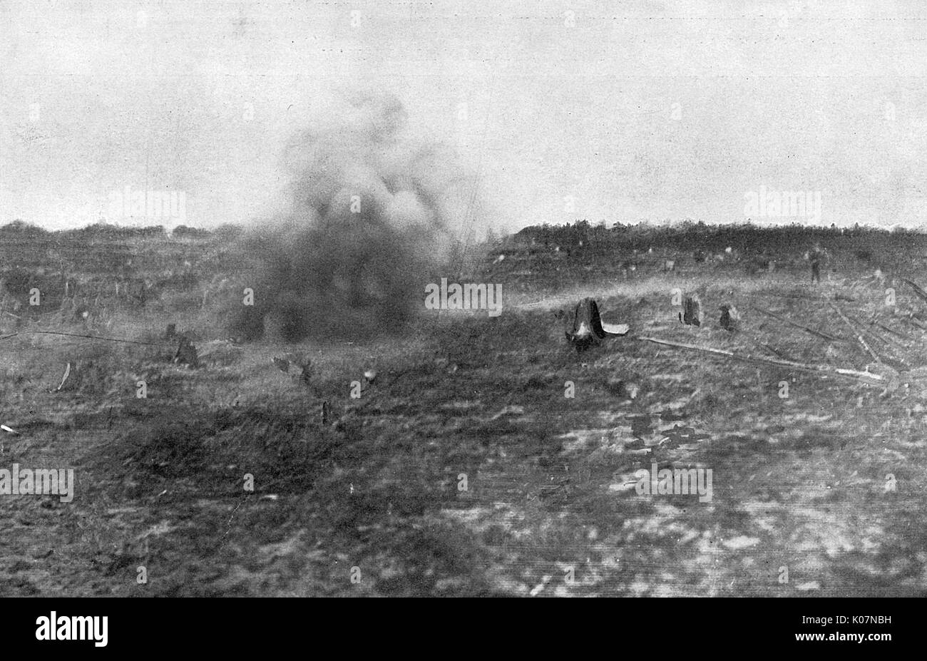 Explosion an der Ostfront, Russland, WW1 Stockfoto