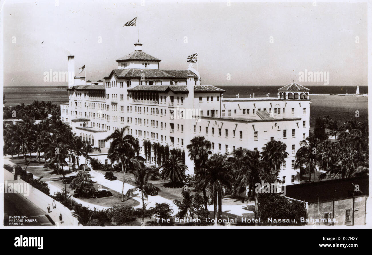 Das British Colonial Hotel, Nassau, Bahamas, West Indies, gekauft und umbenannt (von Colonial Hotel) im Jahr 1932 durch Sir Harry Oakes. Datum: ca. 1940 s Stockfoto