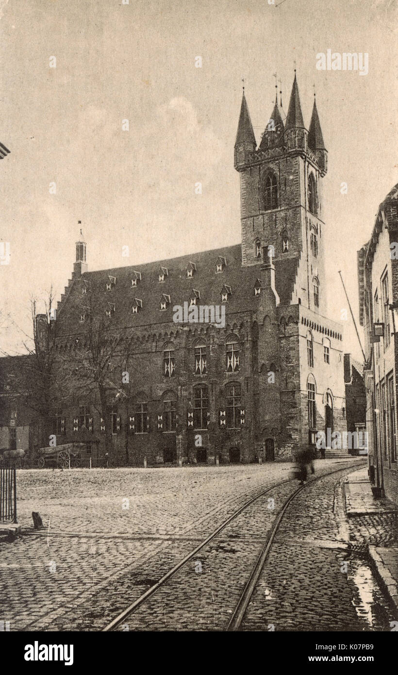 Blick auf das Rathaus, Sluis, Niederlande Stockfoto
