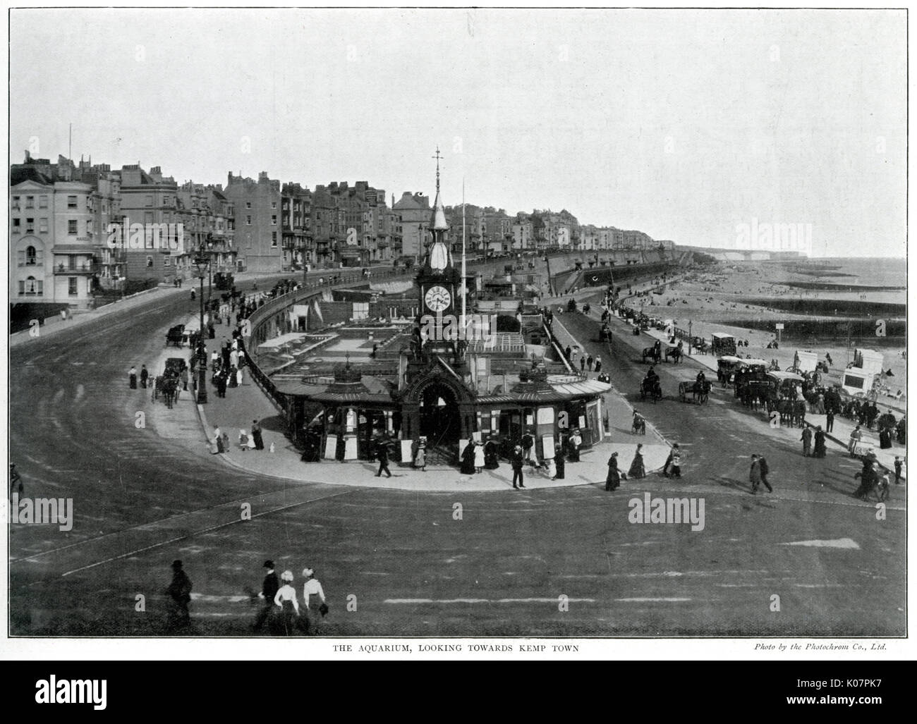 Brighton, ein Blick auf die 'Alten Aquarium', in Kemp Town suchen, das Aquarium wurde errichtet von einer Aktiengesellschaft zu einem Preis von 130.000 und in Austust 1872 eröffnet. Auf der rechten Seite der Kette Pier, die in einem Sturm im 4. Dezember 1896 gewaschen wurde. 1900s Stockfoto