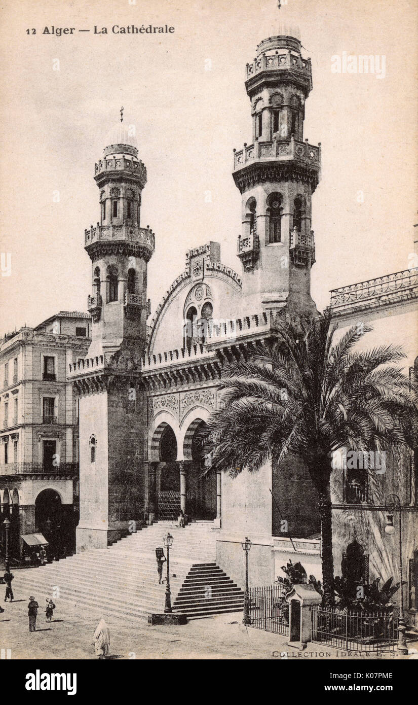 Kathedrale und Rue de la Lyre, Algier, Algerien Stockfoto