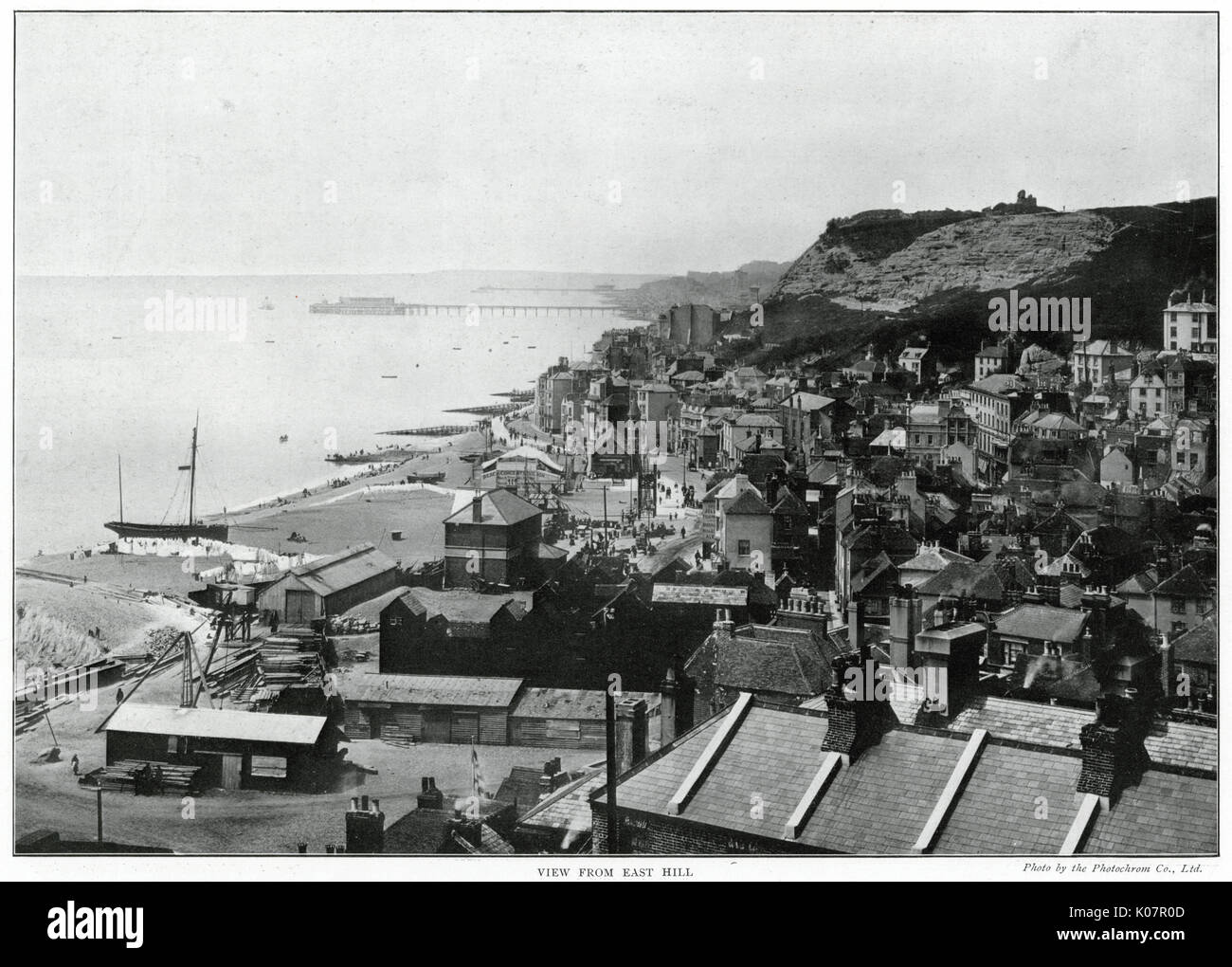 Hastings und St. Leonards, eine Ansicht von Osten Hill. Datum: 1900s Stockfoto