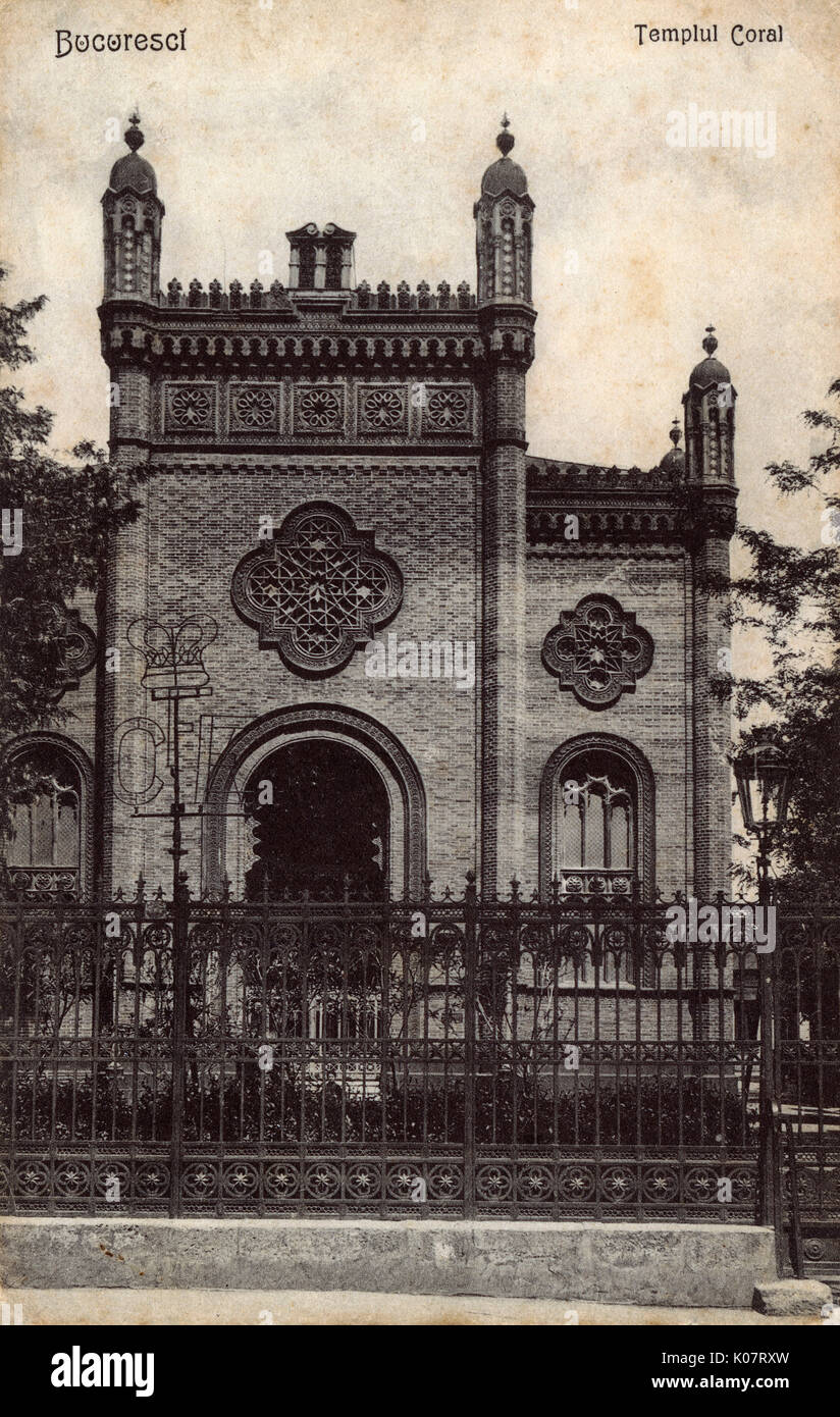 Der Chor der Tempel ist eine Synagoge in Bukarest, Rumänien. Datum: ca. 1910 s Stockfoto