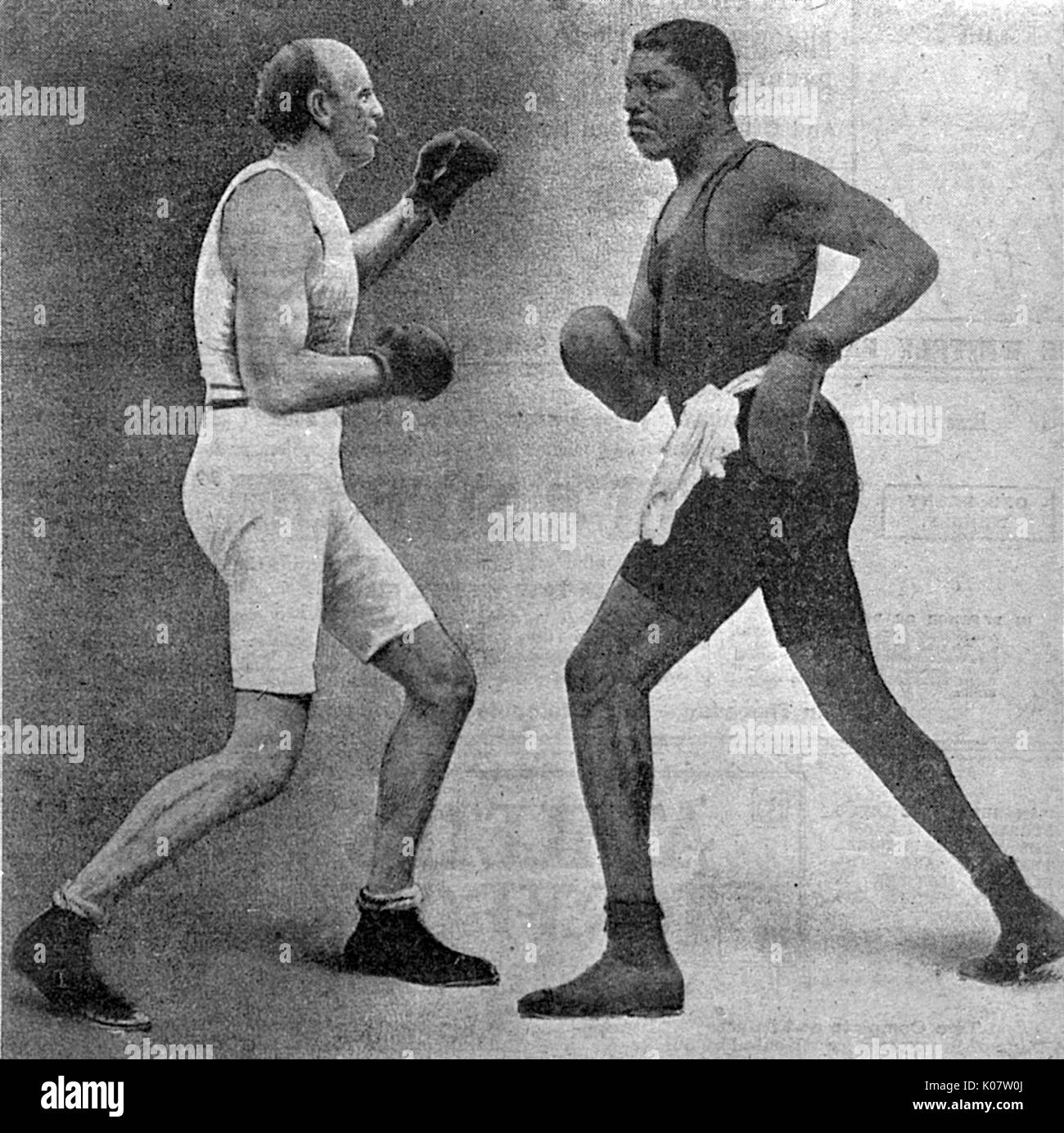 Bob Fitzsimmons gegen Peter Felix im Schwergewicht-Boxkampf Stockfoto